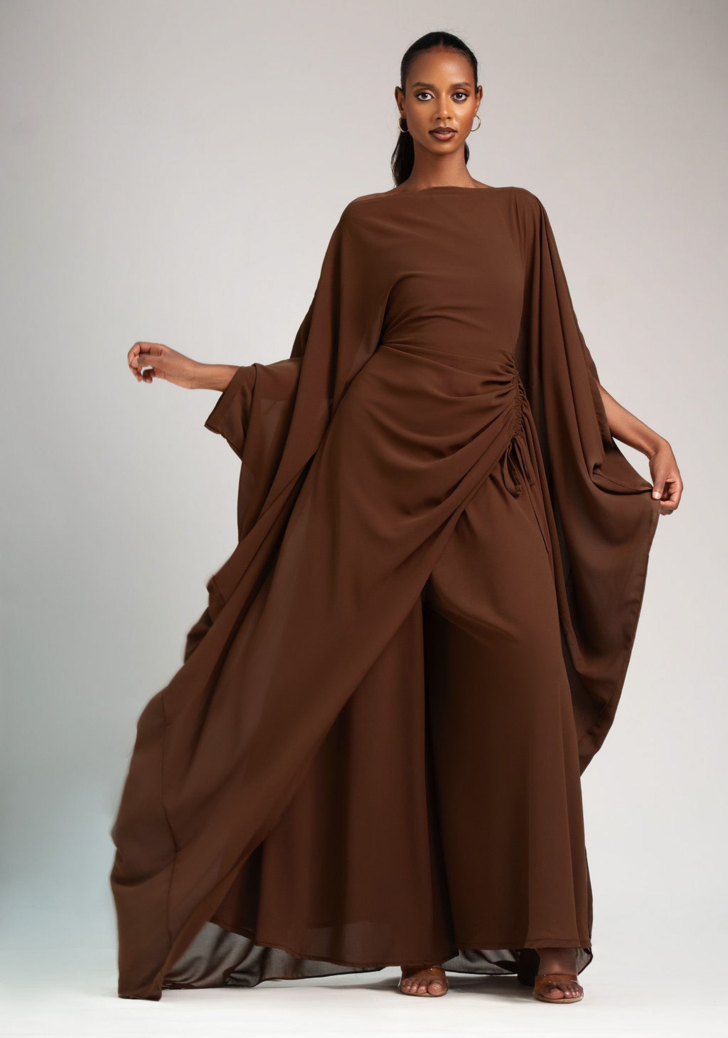 Amani Set in Chocolate chiffon with DERAC gold bracelet