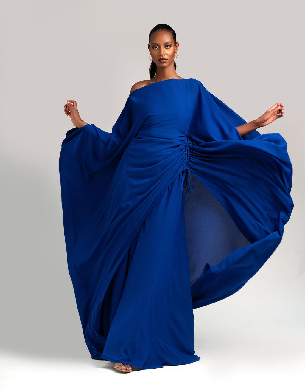 Amani Set in Royal Blue chiffon with DERAC gold bracelet