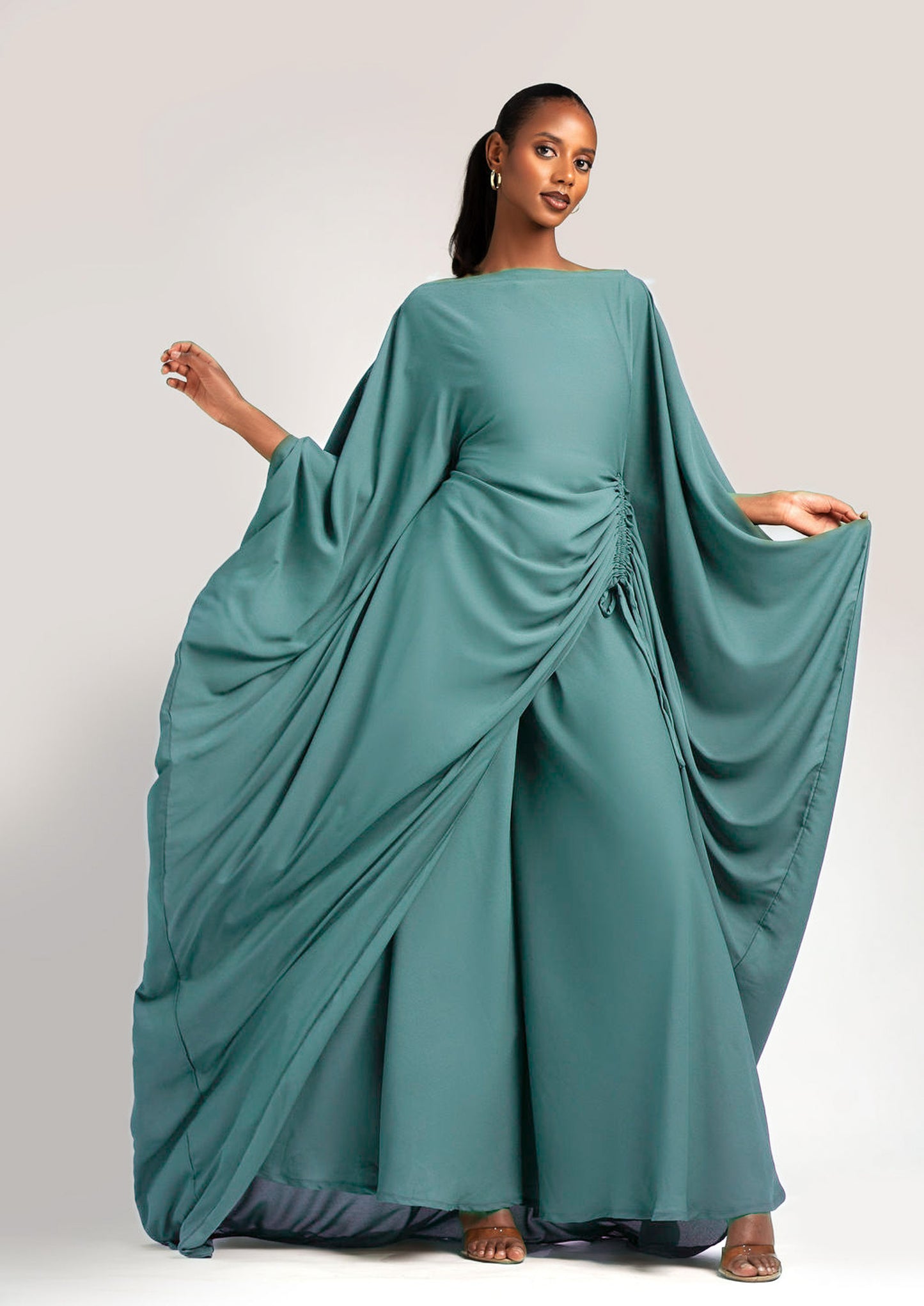 Amani Set in Turquoise Blue chiffon with DERAC gold bracelet