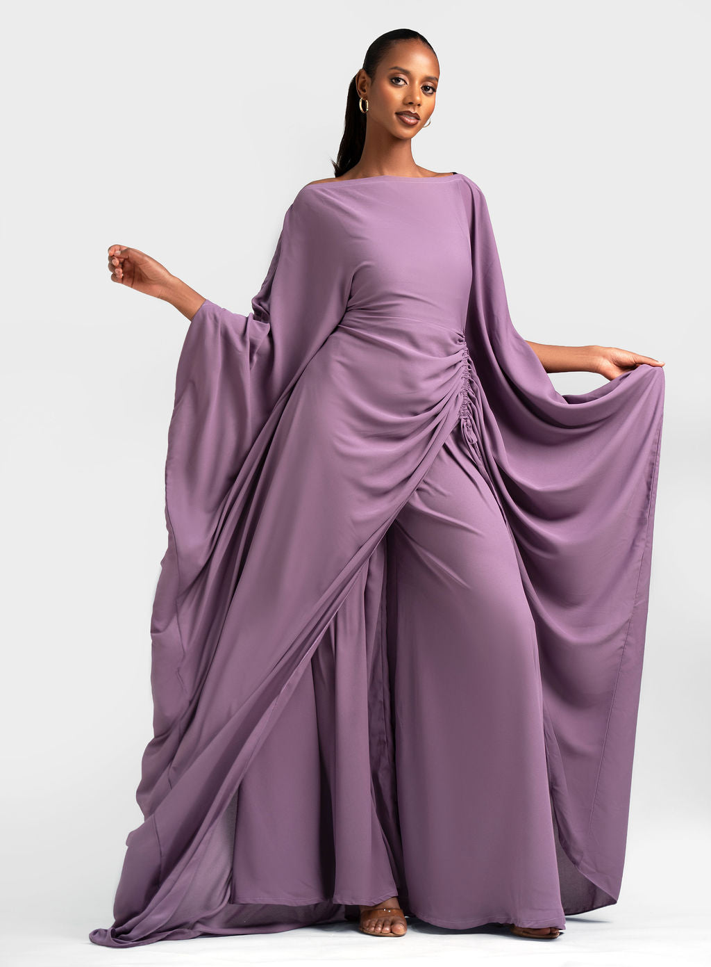 Amani Set in Lavender chiffon with DERAC gold bracelet