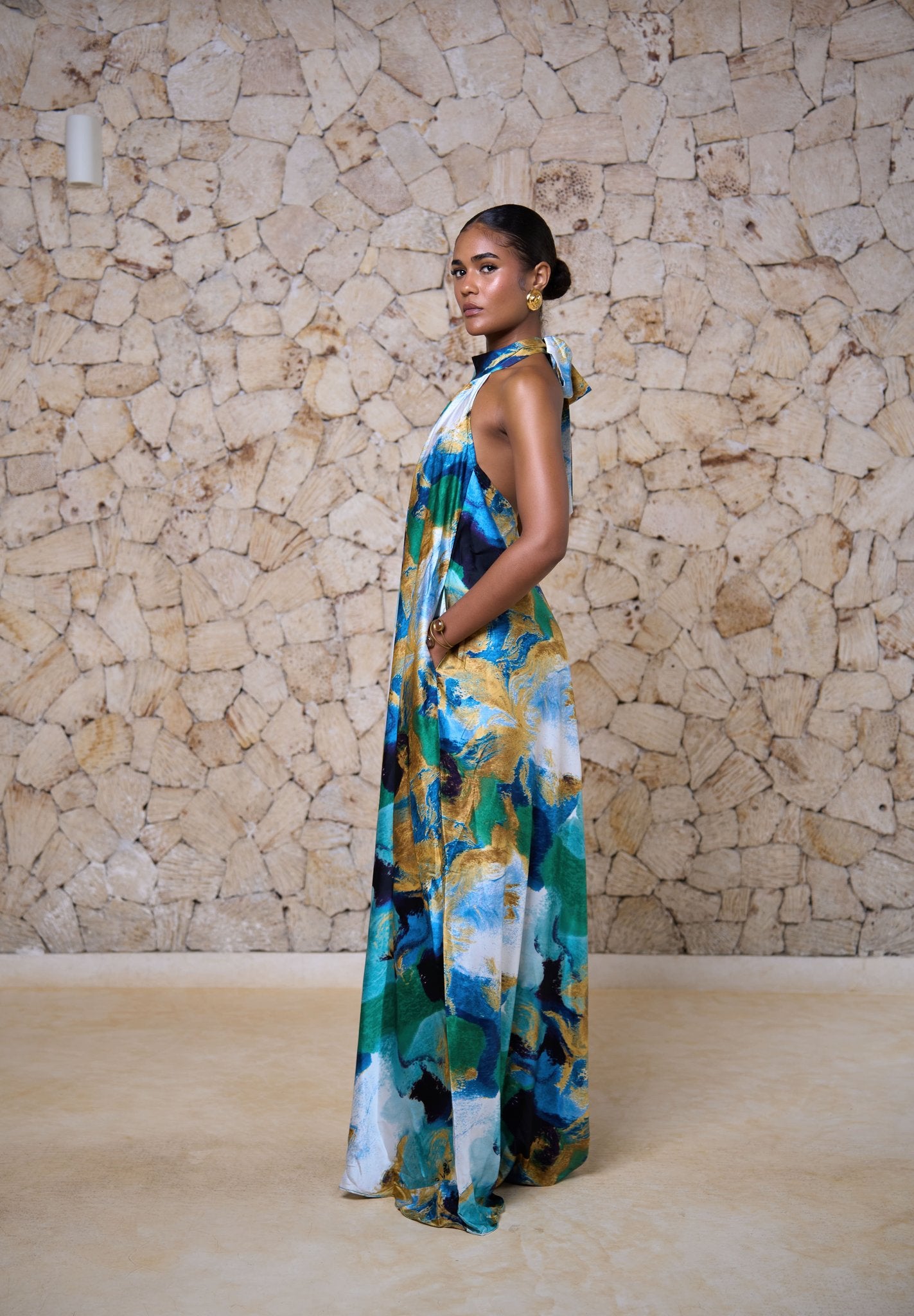 Zara Dress - Lamu Tide (Silky Satin)