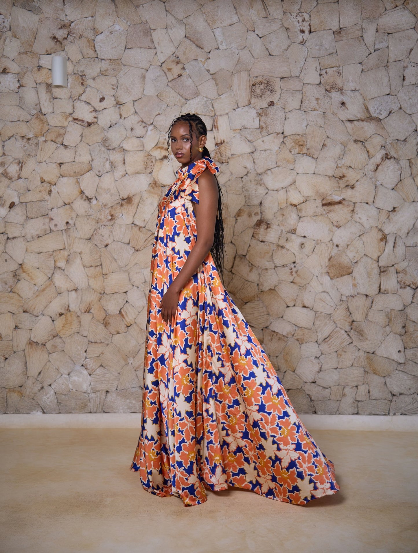 Zara Dress - Sunset Garden (Silky Satin)