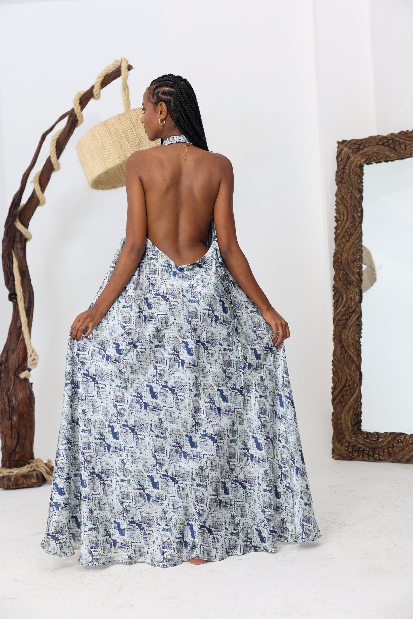 Azure Mirage Halterneck Gown