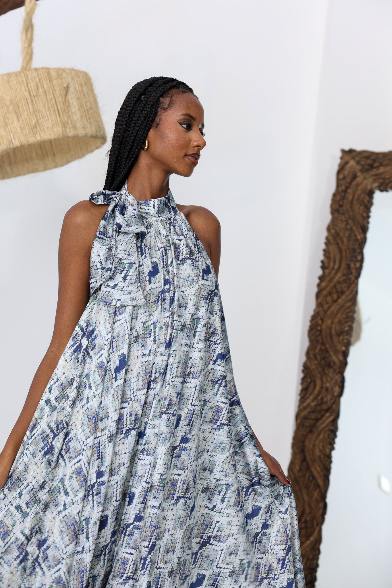 Azure Mirage Halterneck Gown