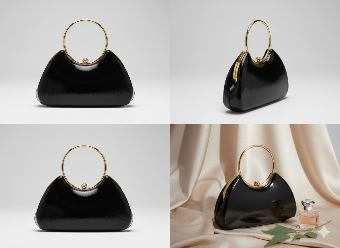 Plain black clutch bag