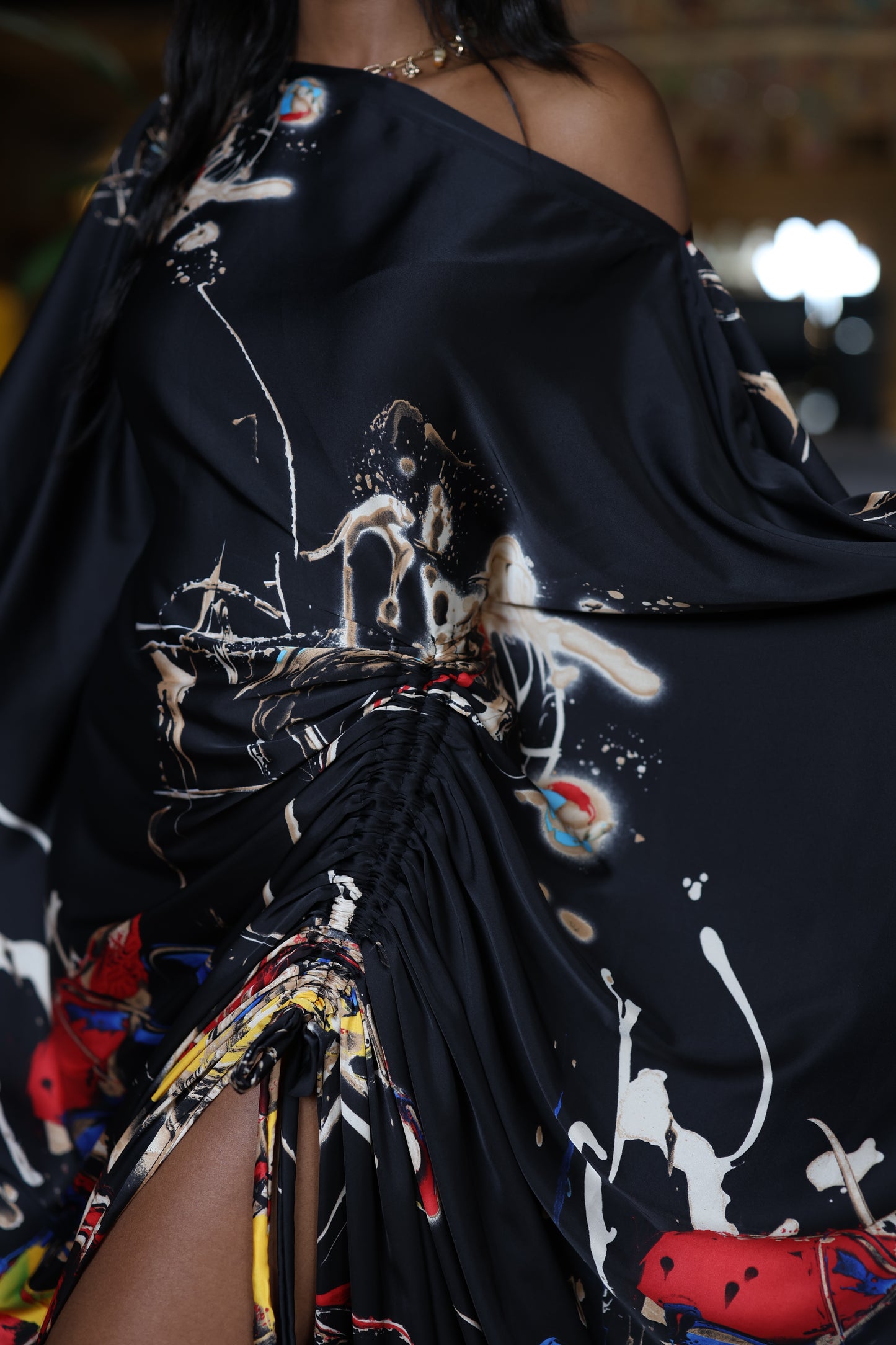 Ink Storm Derac - Silk Maxi Dress