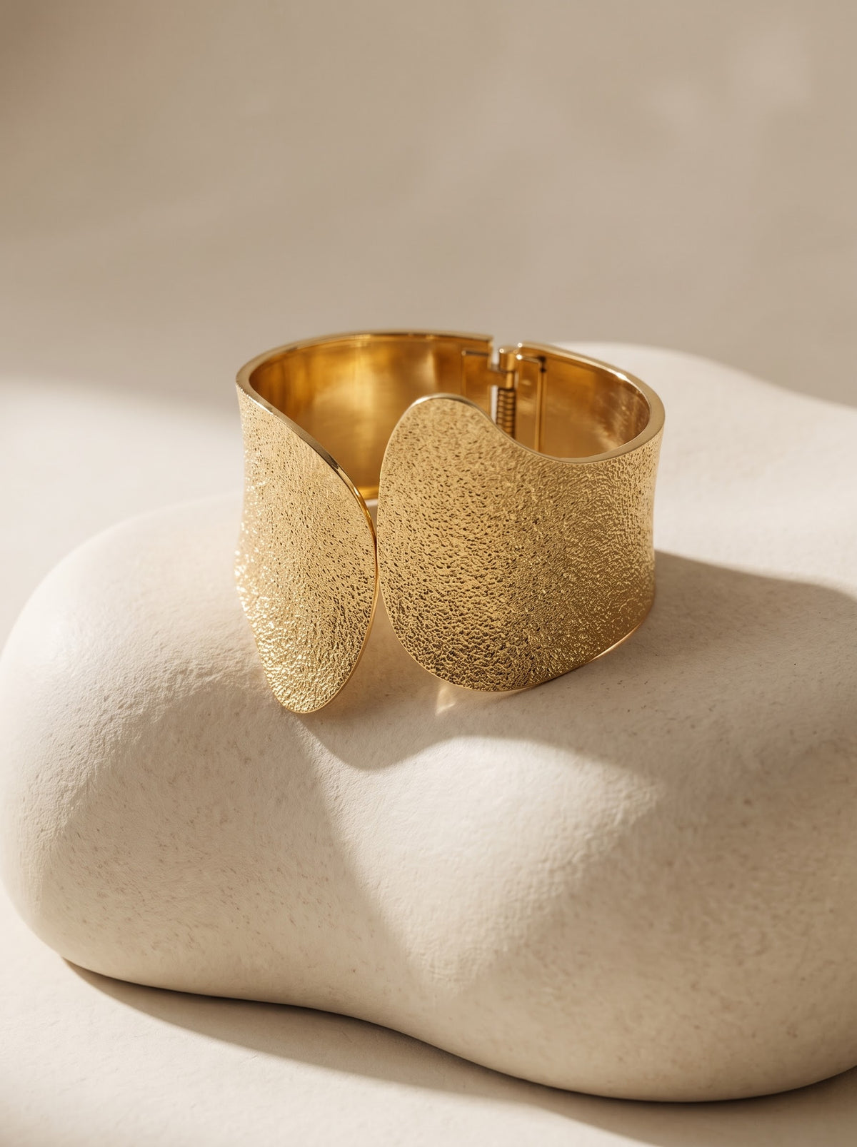 Gold Textured Wave Cuff