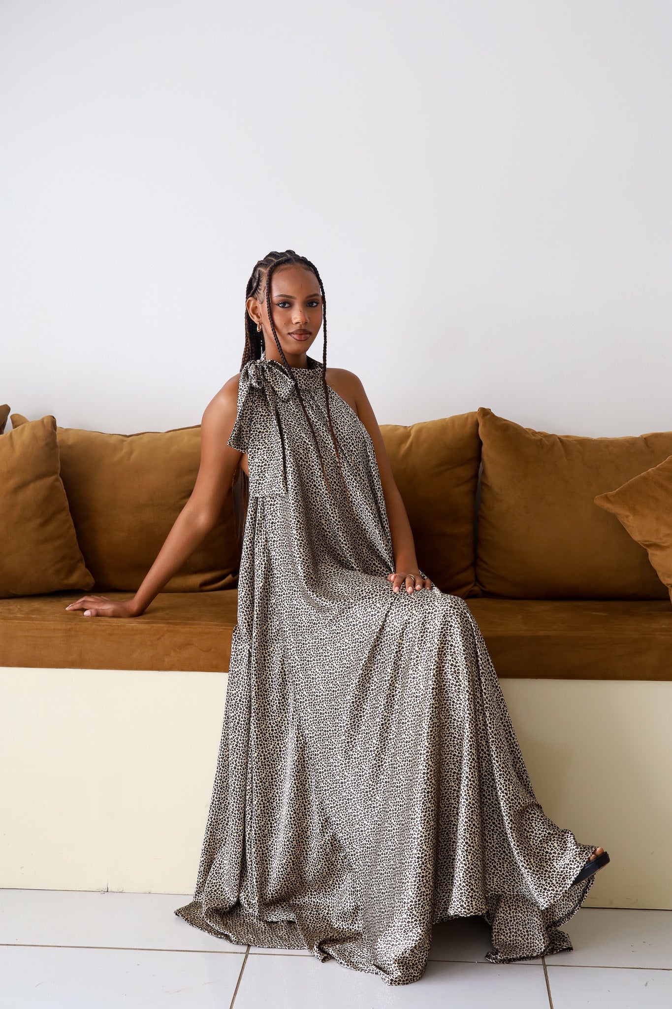 Pebble Drift Halter-Neck Gown