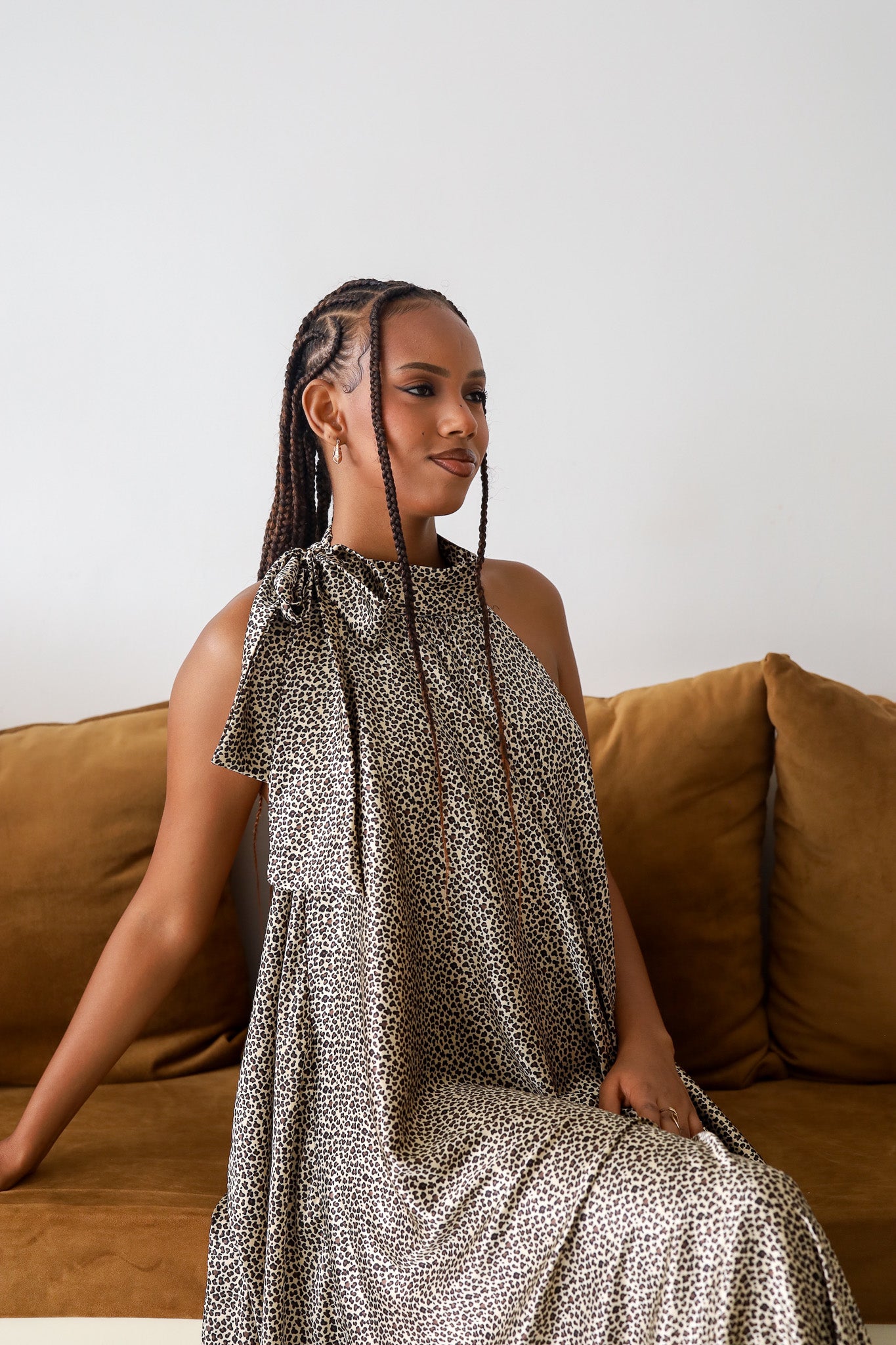 Pebble Drift Halter-Neck Gown