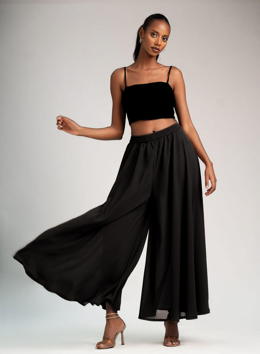 Luna Palazzo - Black (Chiffon)