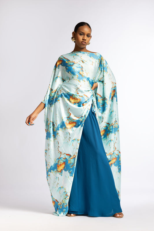 Amani Set - Lagoon Bloom (Silk satin/ Chiffon)