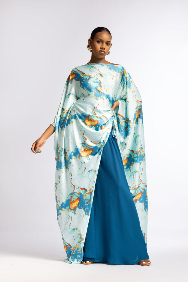 Amani Set - Lagoon Bloom (Silk satin/ Chiffon)