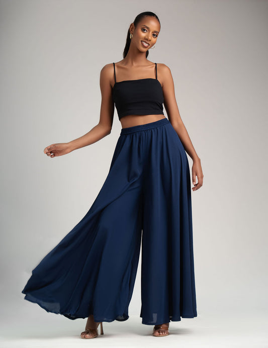 Luna Palazzo -Navy (Chiffon)