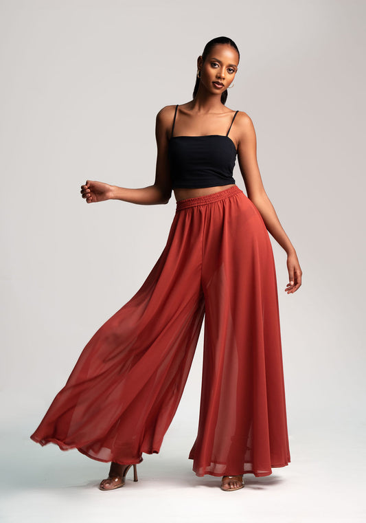 Luna Palazzo - Burnt Sienna (Chiffon)