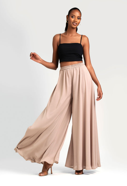 Luna Palazzo -Soft Beige (Chiffon)