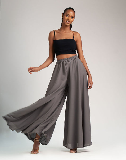 Luna Palazzo - Stone Grey (Chiffon)