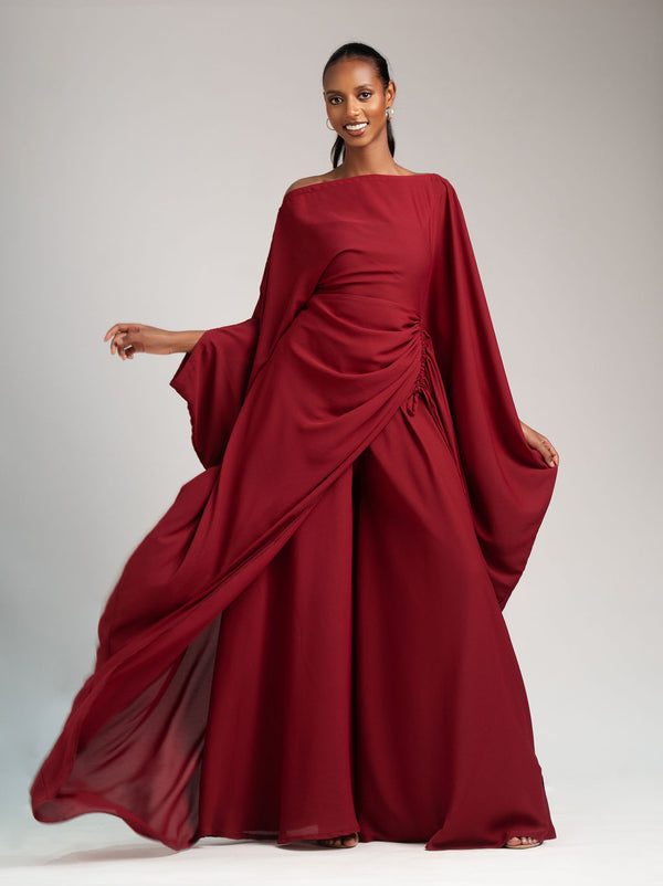 Amani Set in Berry chiffon with DERAC gold bracelet