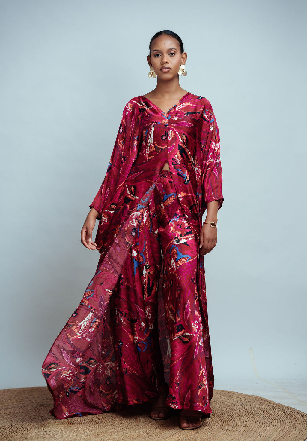 Rayan Set - Wine Current (Crepe Satin)