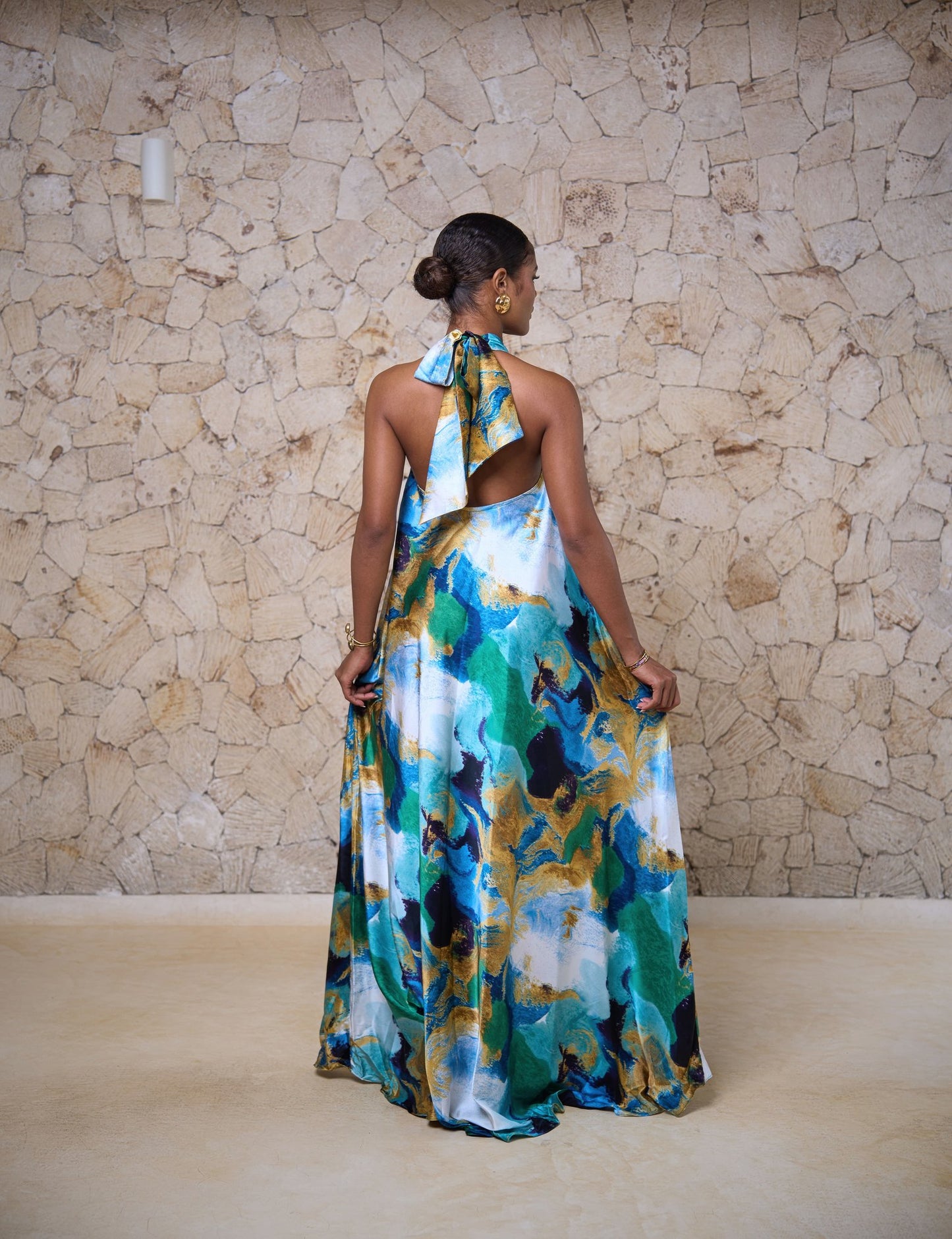 Zara Dress - Lamu Tide (Silky Satin)