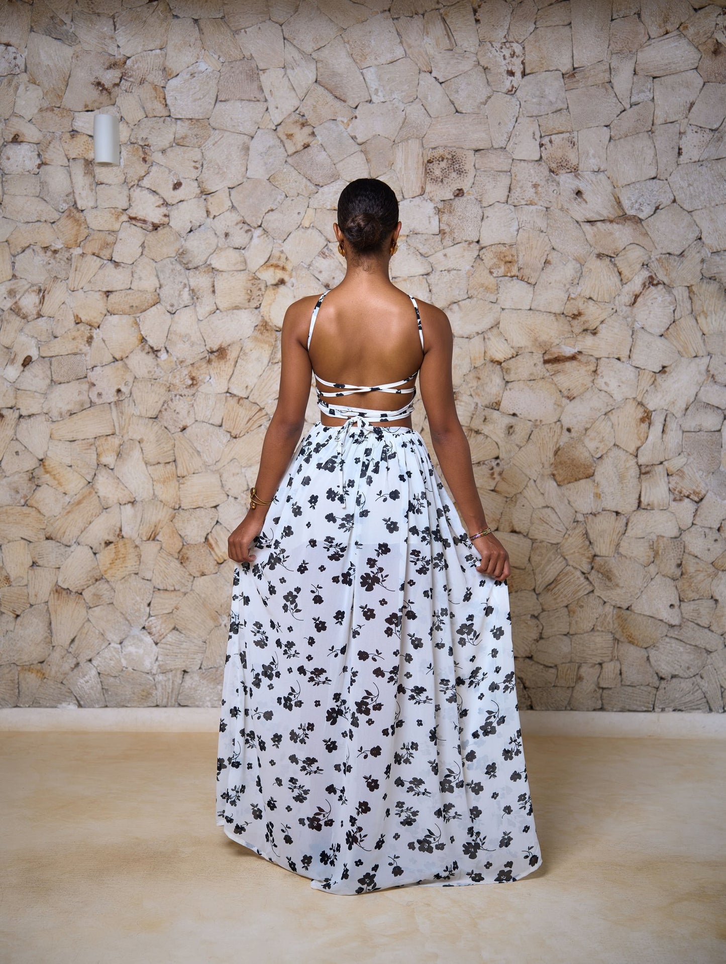 Bella Dress - White Noir (Chiffon)