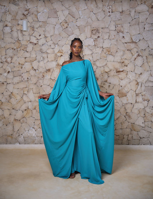 High Slit Derac - Turqouise Blue  (Chiffon)