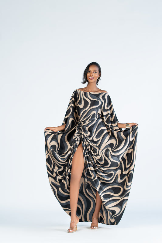 Mocha Swirl Derac- Maxi Dress