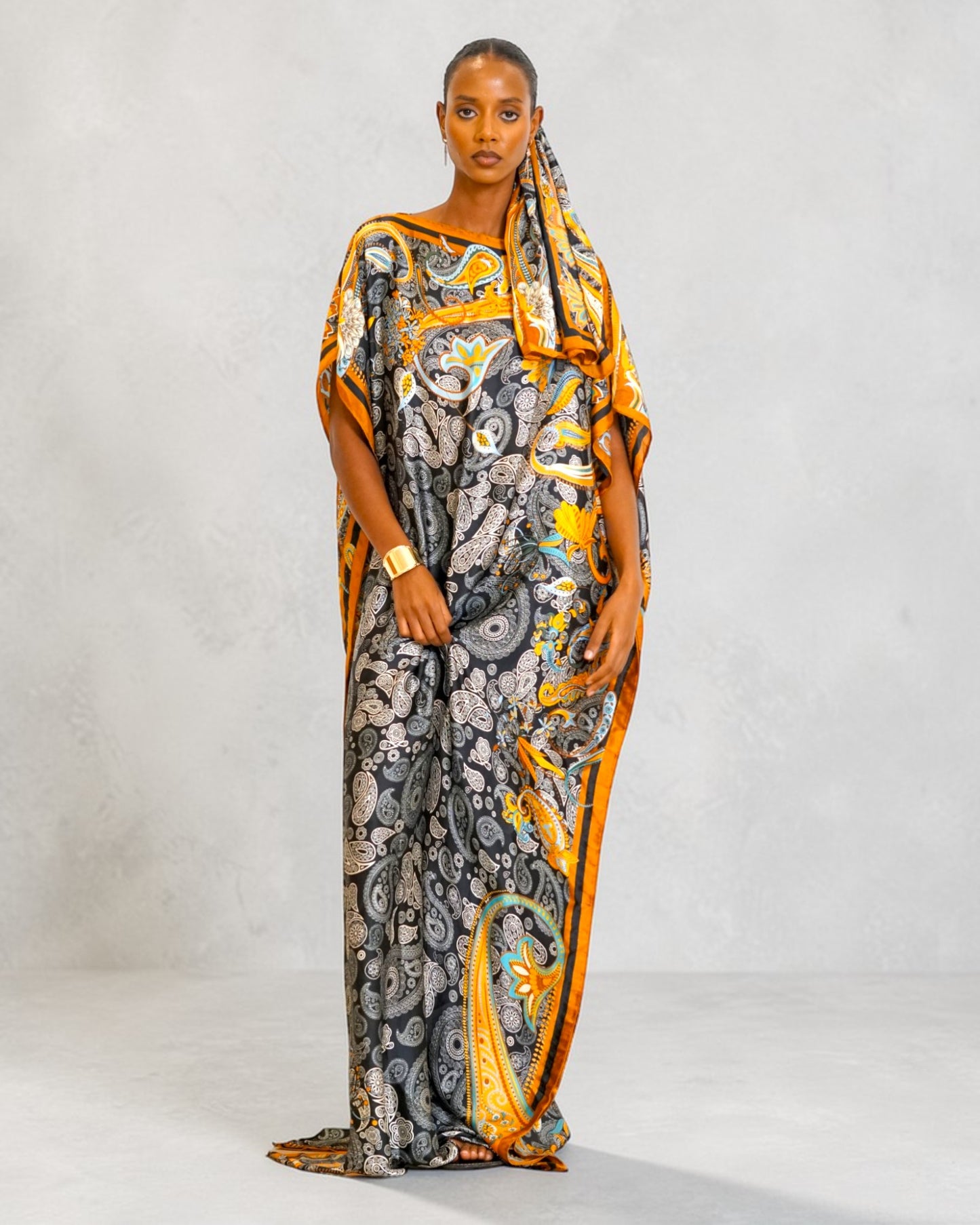 Breeze Derac - Amber Paisley (Lightweight Satin)