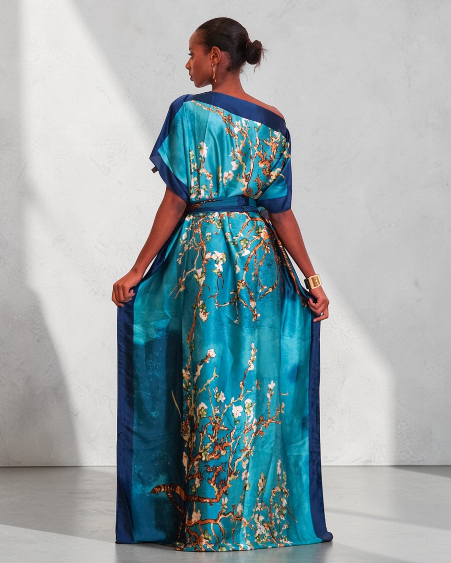 Breeze Derac -Teal Blossom (Lightweight Satin)