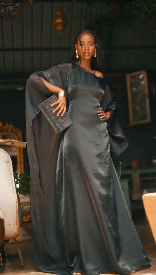 Noir Muse kaftan -Silk Maxi dress