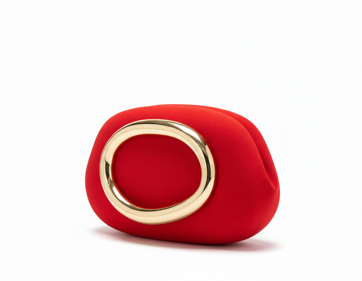 Red and gold clutch bag