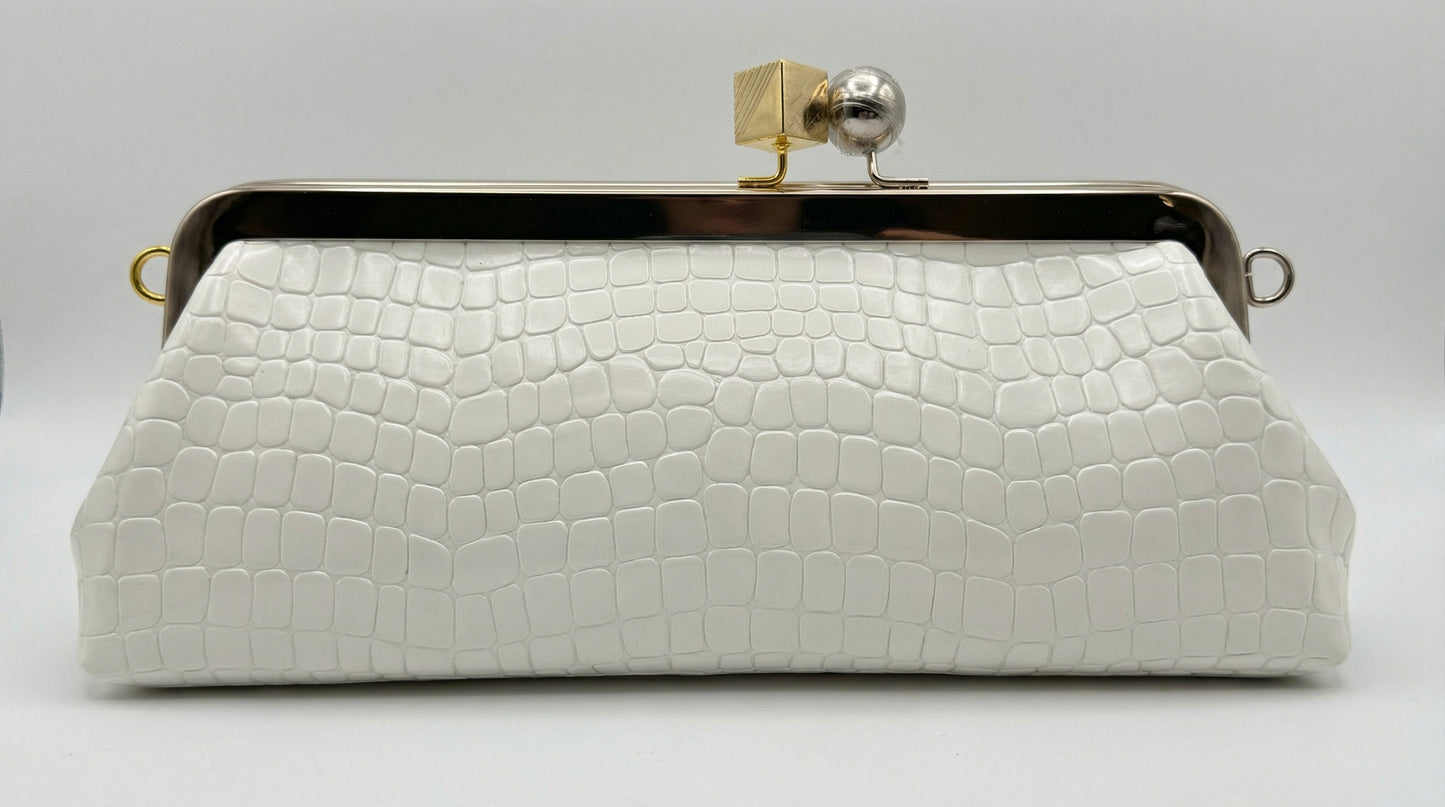 White clutch bag