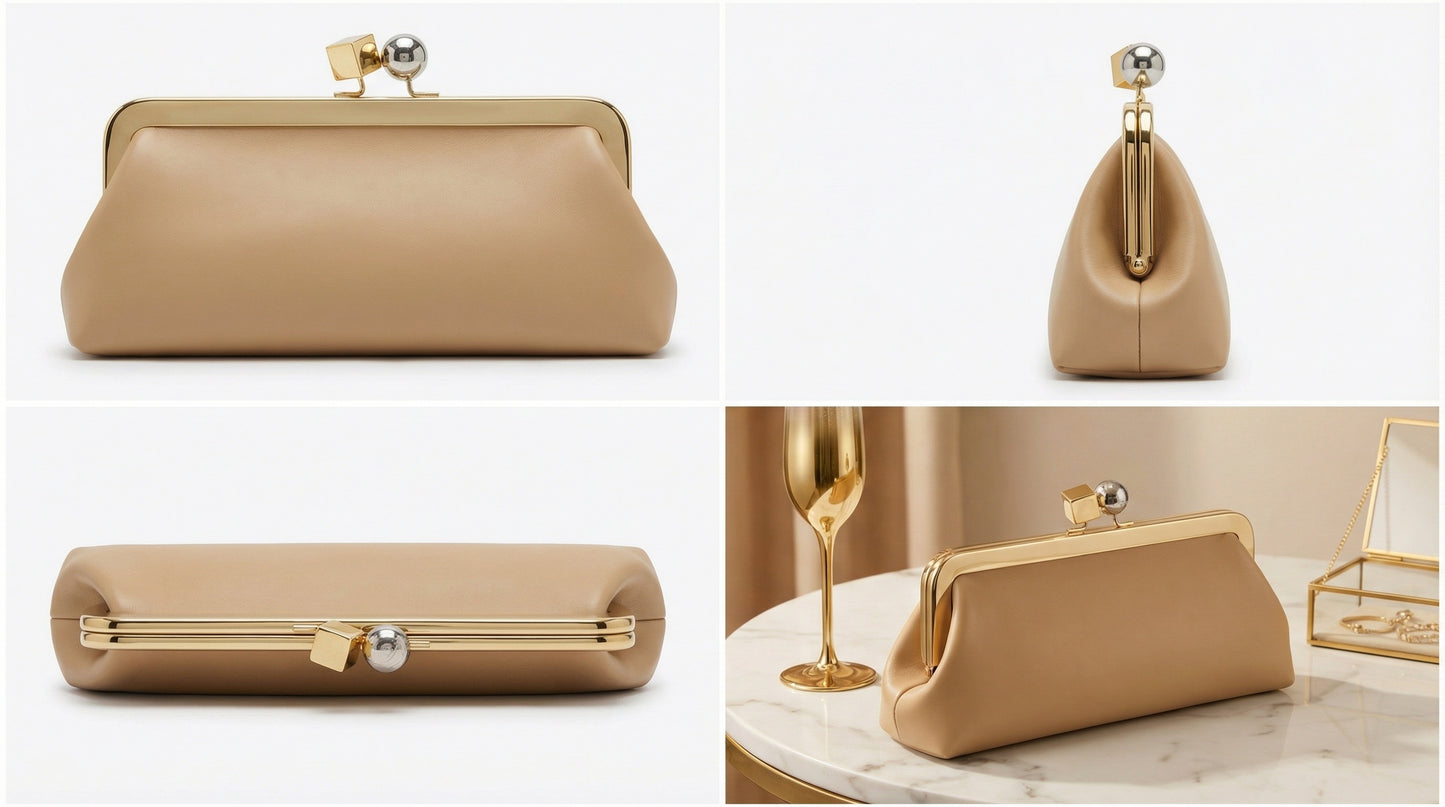 Nude clutch bag