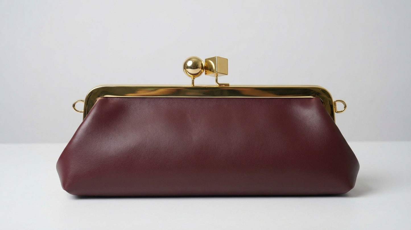 Burgundy clutch bag