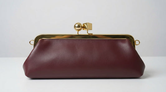Burgundy clutch bag