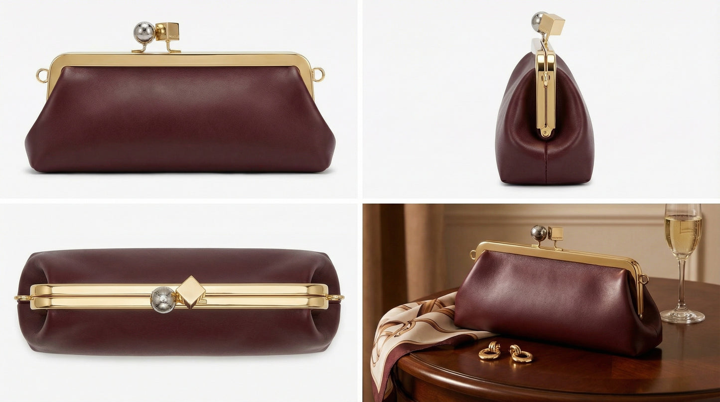 Burgundy clutch bag
