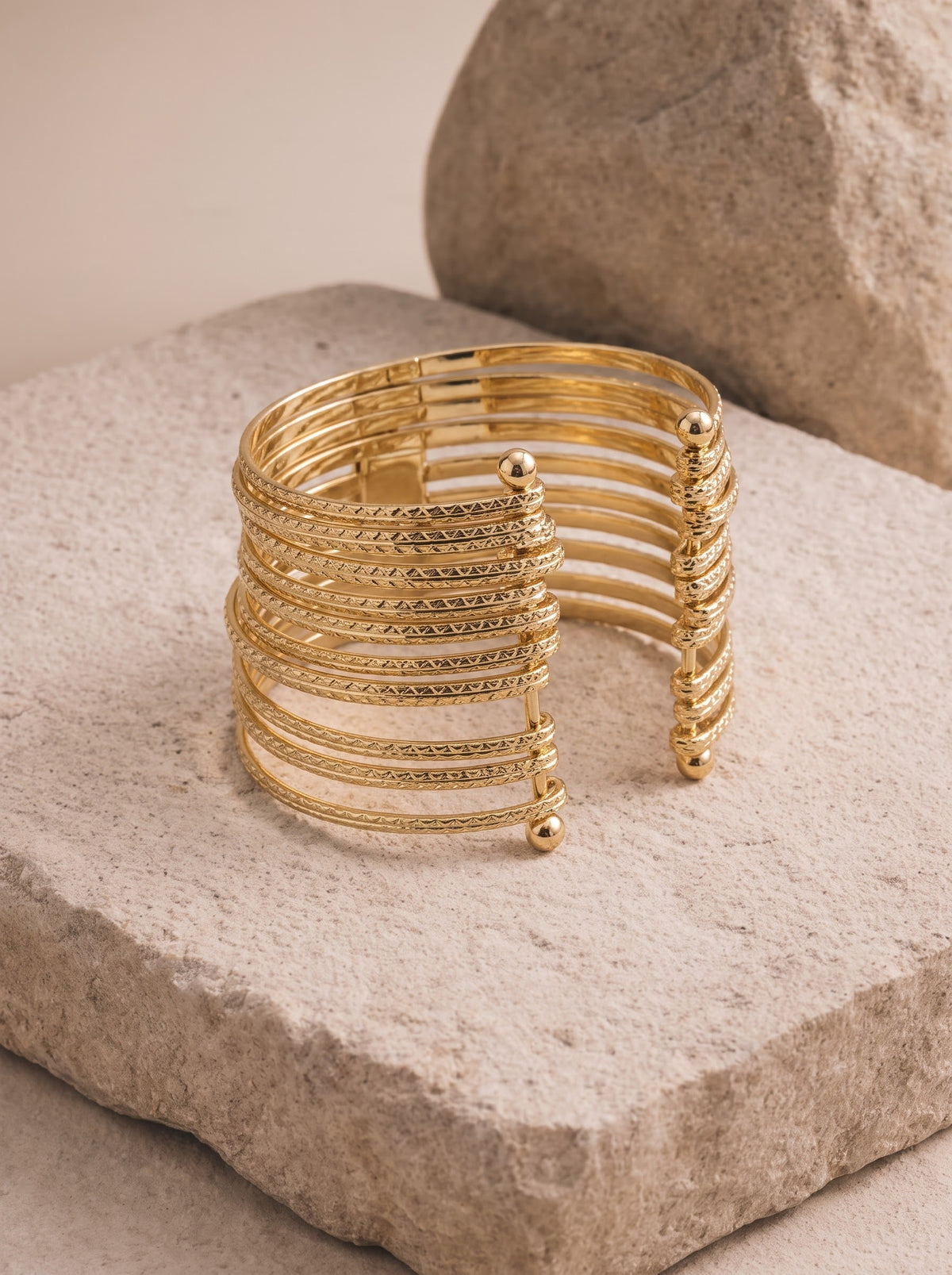Gold Stacked Wire Cuff