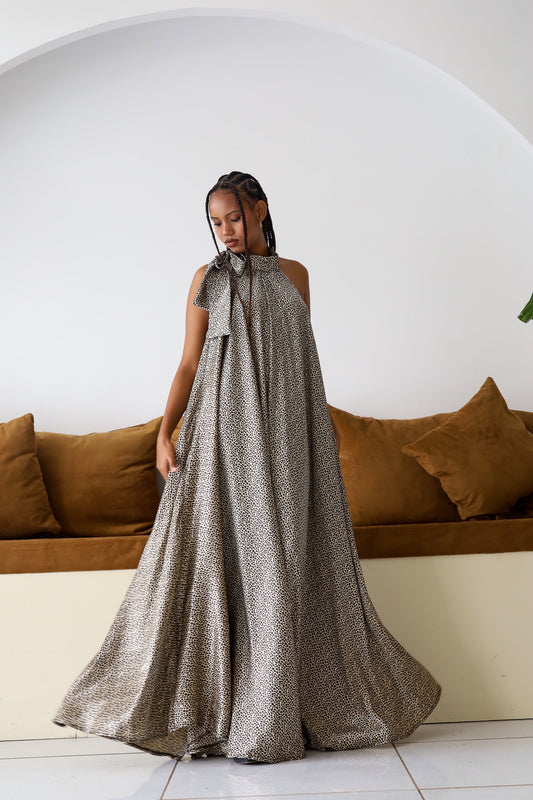 Pebble Drift Halter-Neck Gown