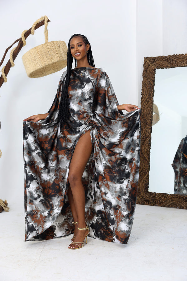 High Slit Derac - Molten Mirage (Silk Satin)