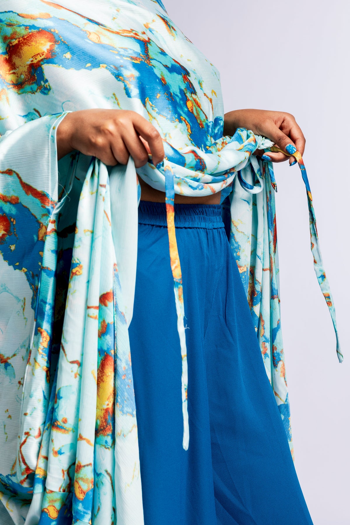 Amani Set - Lagoon Bloom (Silk satin/ Chiffon)